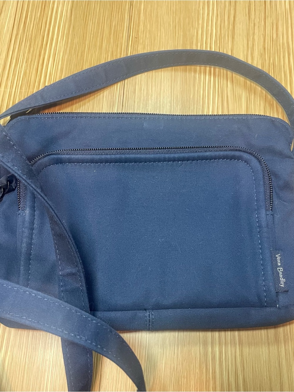 Vera Bradley Navy Blue Performance Twill Crossbody Bag Floral Interior